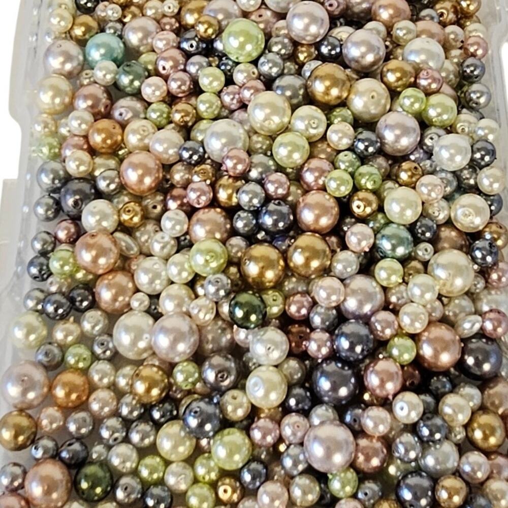 Mixed Faux Pearl Beads Lot 11 oz Assorted Sizes Colors Jewelry Craft Supplies